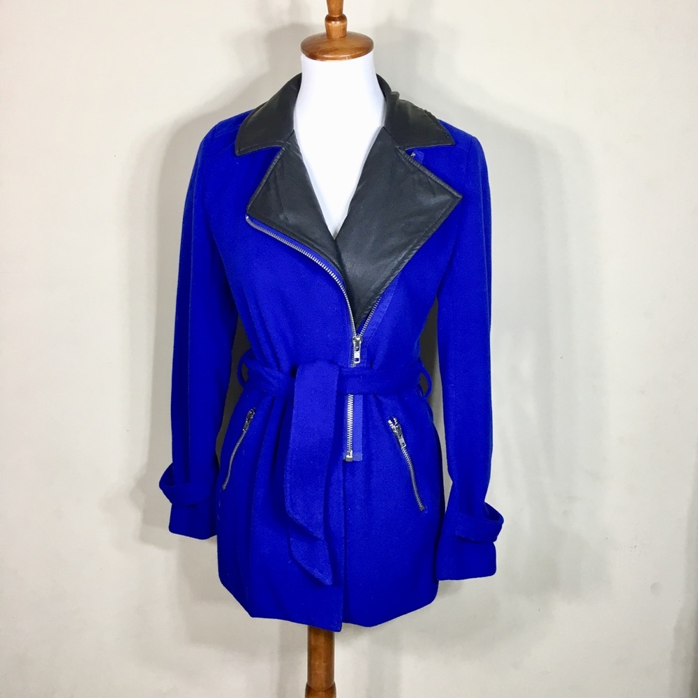 Cobalt Blue Coat With Leather Lapels